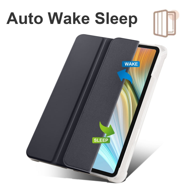For Honor Pad 8 3-folding Transparent TPU Smart Leather Tablet Case(Black) - Honor by PMC TechLife | Online Shopping South Africa | PMC TechLife | Buy Now Pay Later Mobicred