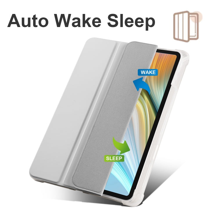 For Honor Pad 8 3-folding Transparent TPU Smart Leather Tablet Case(Grey) - Honor by PMC TechLife | Online Shopping South Africa | PMC TechLife | Buy Now Pay Later Mobicred