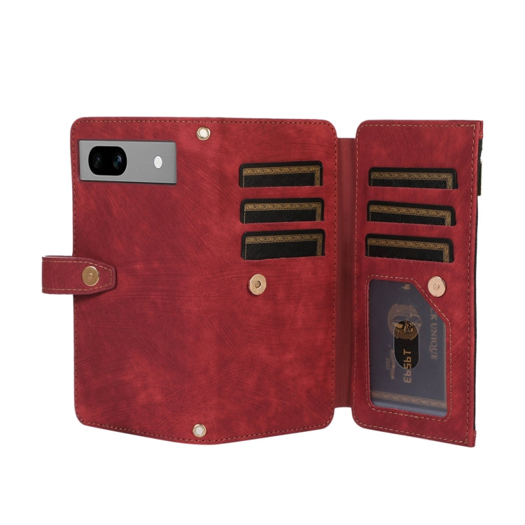 For Google Pixel 7a Dream 9-Card Wallet Zipper Bag Leather Phone Case(Red) - Google Cases by PMC Jewellery | Online Shopping South Africa | PMC Jewellery | Buy Now Pay Later Mobicred