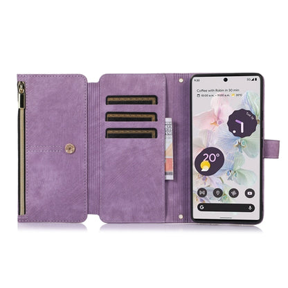 For Google Pixel 7a Dream 9-Card Wallet Zipper Bag Leather Phone Case(Purple) - Google Cases by PMC Jewellery | Online Shopping South Africa | PMC Jewellery | Buy Now Pay Later Mobicred