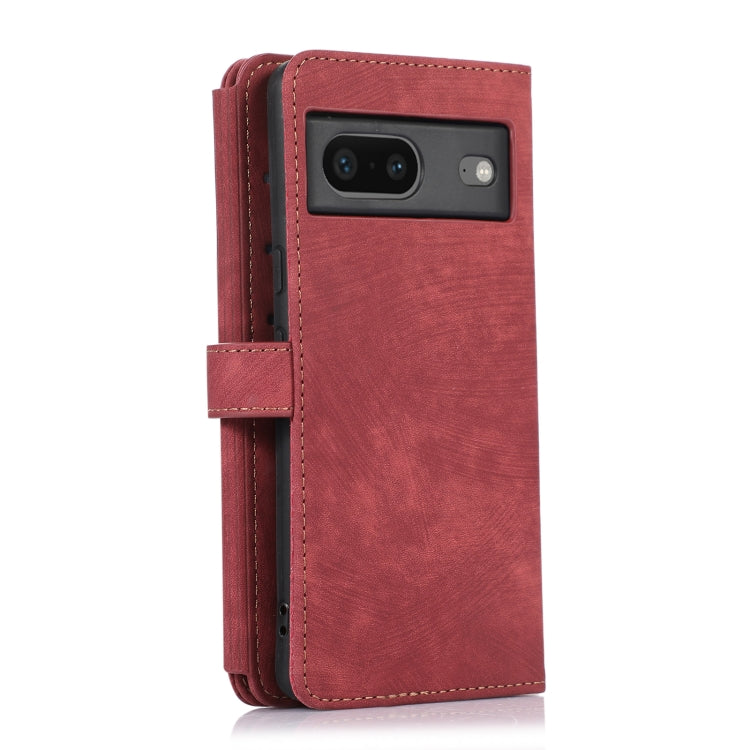 For Google Pixel 7 Dream 9-Card Wallet Zipper Bag Leather Phone Case(Red) - Google Cases by PMC Jewellery | Online Shopping South Africa | PMC Jewellery | Buy Now Pay Later Mobicred