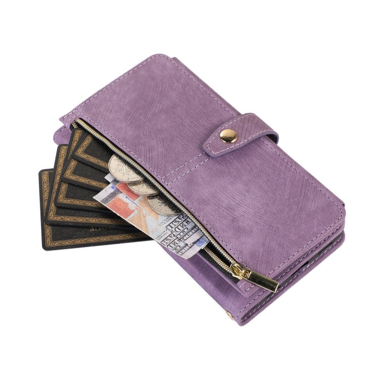 For Google Pixel 7 Dream 9-Card Wallet Zipper Bag Leather Phone Case(Purple) - Google Cases by PMC Jewellery | Online Shopping South Africa | PMC Jewellery | Buy Now Pay Later Mobicred