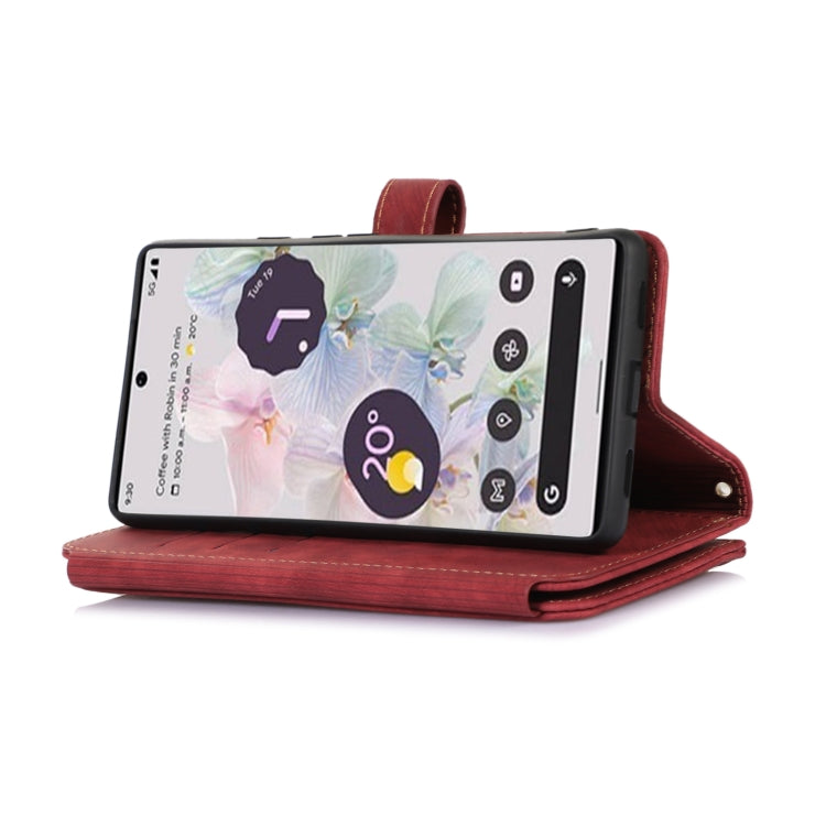 For Google Pixel 6a Dream 9-Card Wallet Zipper Bag Leather Phone Case(Red) - Google Cases by PMC Jewellery | Online Shopping South Africa | PMC Jewellery | Buy Now Pay Later Mobicred