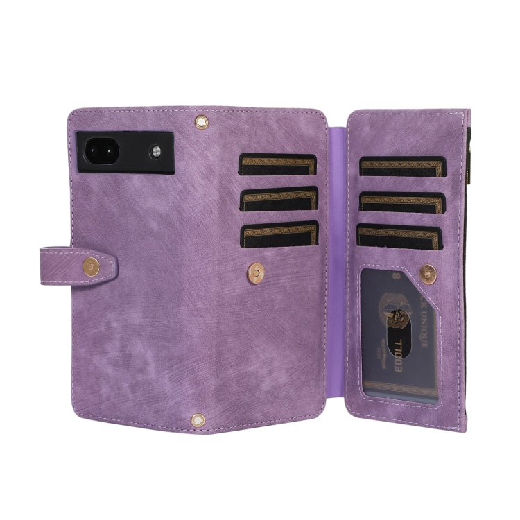 For Google Pixel 6a Dream 9-Card Wallet Zipper Bag Leather Phone Case(Purple) - Google Cases by PMC Jewellery | Online Shopping South Africa | PMC Jewellery | Buy Now Pay Later Mobicred