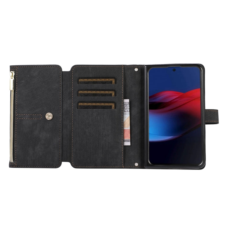 For Google Pixel Fold Dream 9-Card Wallet Zipper Bag Leather Phone Case(Black) - Google Cases by PMC Jewellery | Online Shopping South Africa | PMC Jewellery | Buy Now Pay Later Mobicred