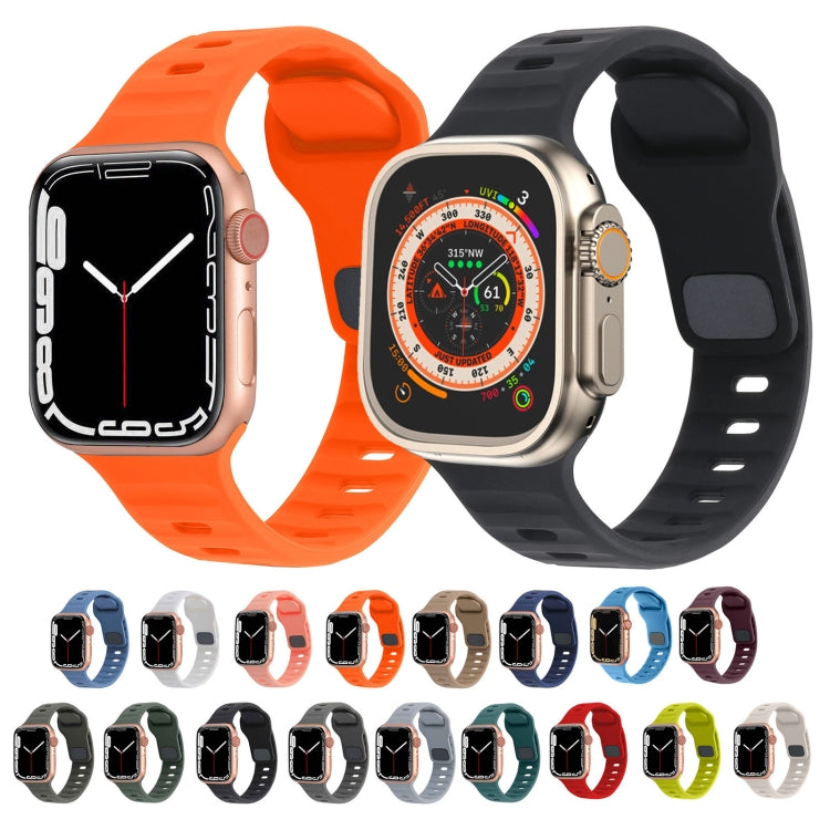 For Apple Watch Ultra 49mm Square Buckle Stripes Silicone Watch Band(Pine Green) - Watch Bands by PMC TechLife | Online Shopping South Africa | PMC TechLife