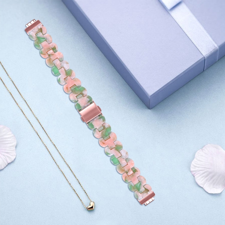 For Fitbit Inspire 3 Oval Resin Replacement Watch Band(Pink Green Flower) - Watch Bands by PMc TechLife | Online Shopping South Africa | PMc TechLife | Buy Now Pay Later Mobicred