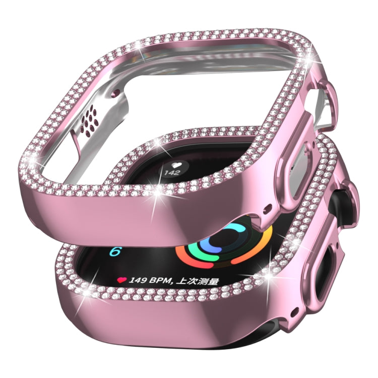 For Apple Watch Ultra 2 / Ultra 49mm Double Row Diamond Hollow PC Watch Case(Pink) - Watch Cases by PMC TechLife | Online Shopping South Africa | PMC TechLife
