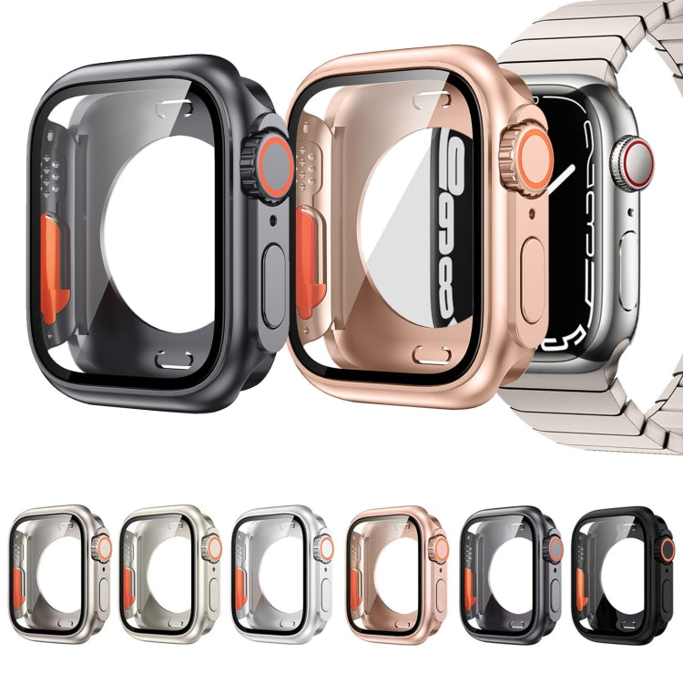 For Apple Watch Series 45mm Change to Ultra 49mm All-Inclusive Film Hybrid PC Watch Case(Rose Gold)