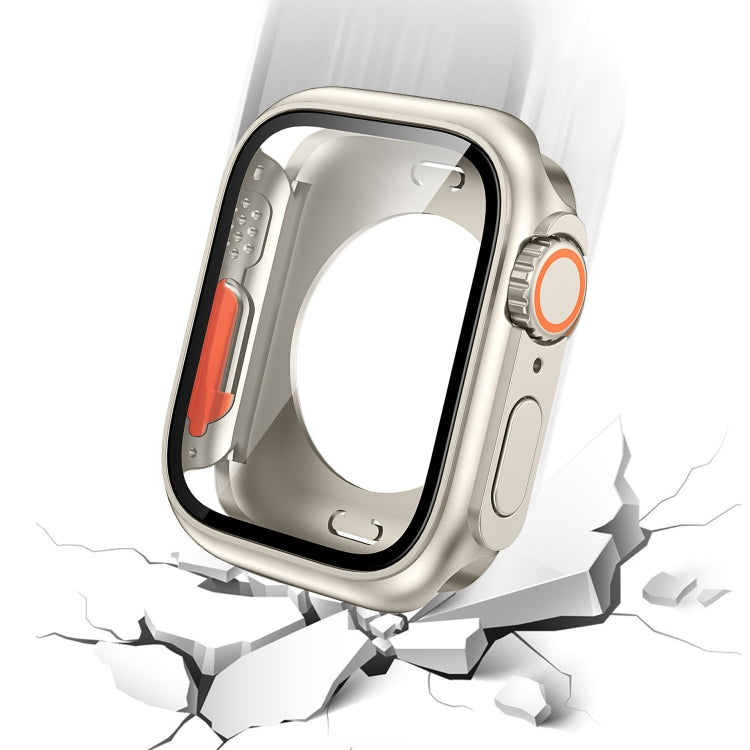 For Apple Watch Series 9 / 8 / 7 45mm Change to Ultra 49mm All-Inclusive Film Hybrid PC Watch Case(Titanium Gold) - Watch Cases by PMC TechLife | Online Shopping South Africa | PMC TechLife