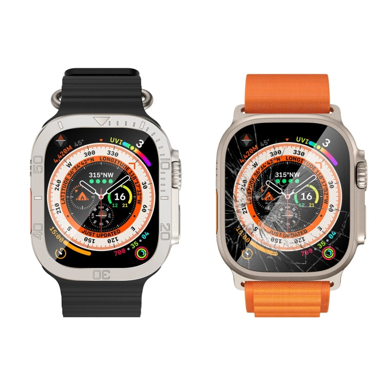 For Apple Watch Ultra 49mm Number Ring Metal Frame Integrated Tempered Film(Original Color) - Screen Protector by PMC TechLife | Online Shopping South Africa | PMC TechLife | Buy Now Pay Later Mobicred