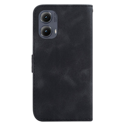 For Motorola Edge 2024 Seven-shaped Embossed Leather Phone Case(Black) - Motorola Cases by PMC Jewellery | Online Shopping South Africa | PMC Jewellery | Buy Now Pay Later Mobicred