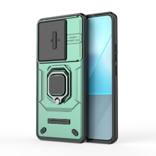 For Xiaomi Redmi Note 13 Pro 5G Sliding Camshield TPU + PC Shockproof Phone Case with Holder(Green) - Note 13 Pro Cases by PMC Jewellery | Online Shopping South Africa | PMC Jewellery | Buy Now Pay Later Mobicred