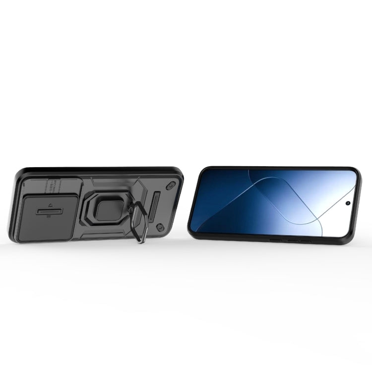 For Xiaomi 14 Sliding Camshield TPU + PC Shockproof Phone Case with Holder(Black) - 14 Cases by PMC TechLife | Online Shopping South Africa | PMC TechLife | Buy Now Pay Later Mobicred