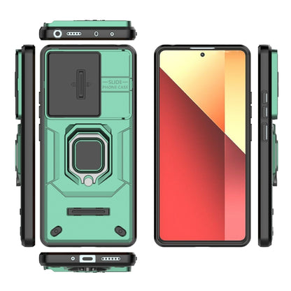 For Xiaomi Redmi Note 13 Pro 4G Global Sliding Camshield TPU + PC Shockproof Phone Case with Holder(Green) - Note 13 Pro Cases by PMC Jewellery | Online Shopping South Africa | PMC Jewellery | Buy Now Pay Later Mobicred