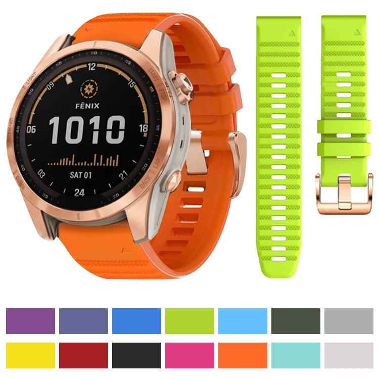 For Garmin Fenix 7S / 6S Pro / 5S Plus 20mm Rose Gold Buckle Quick Release Silicone Watch Band(Grey) - Watch Bands by PMC Jewellery | Online Shopping South Africa | PMC Jewellery