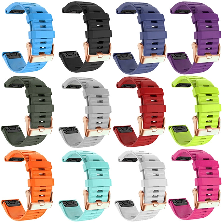For Garmin Fenix 7S / 6S Pro / 5S Plus 20mm Rose Gold Buckle Quick Release Silicone Watch Band(Green) - free shipping - PMC TechLife - Order now!