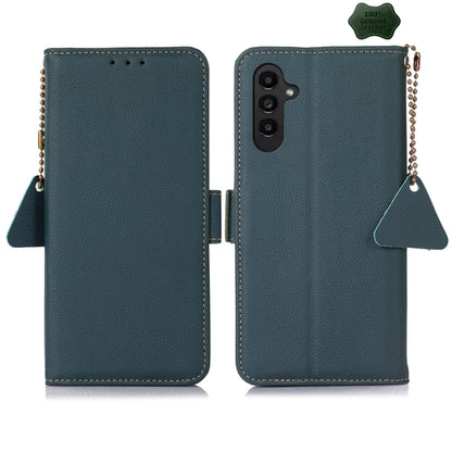 For Samsung Galaxy S24+ Side-Magnetic TJ Genuine Leather RFID Phone Case(Green) - Galaxy Phone Cases by PMC Jewellery | Online Shopping South Africa | PMC Jewellery | Buy Now Pay Later Mobicred