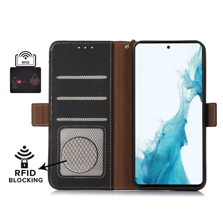 For Samsung Galaxy S24 Ultra Side-Magnetic TJ Genuine Leather RFID Phone Case(Black) - Galaxy Phone Cases by PMC Jewellery | Online Shopping South Africa | PMC Jewellery | Buy Now Pay Later Mobicred