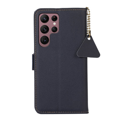 For Samsung Galaxy S24 Ultra Side-Magnetic TJ Genuine Leather RFID Phone Case(Blue) - Galaxy Phone Cases by PMC Jewellery | Online Shopping South Africa | PMC Jewellery | Buy Now Pay Later Mobicred