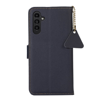 For Samsung Galaxy S24 Side-Magnetic TJ Genuine Leather RFID Phone Case(Blue) - Galaxy Phone Cases by PMC Jewellery | Online Shopping South Africa | PMC Jewellery | Buy Now Pay Later Mobicred