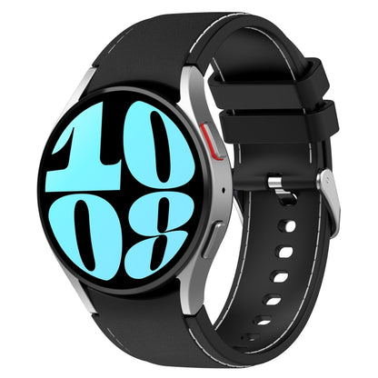 For Samsung Galaxy Watch 6 / 6 Classic Leather Silicone Watch Band(Black+White) - Watch Bands by PMC Jewellery | Online Shopping South Africa | PMC Jewellery