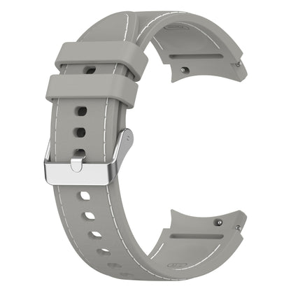 For Samsung Galaxy Watch 6 / 6 Classic Leather Silicone Watch Band(Grey) - Watch Bands by PMC Jewellery | Online Shopping South Africa | PMC Jewellery