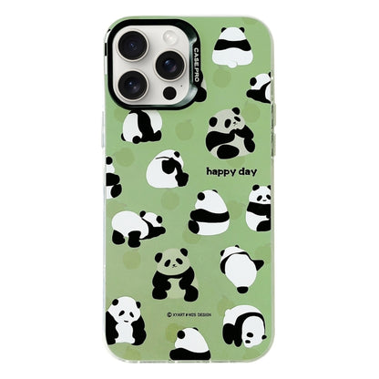 For iPhone 16 Pro Electroplated Silver Series PC Protective Phone Case(Green Panda) - iPhone 16 Pro Cases by PMC Jewellery | Online Shopping South Africa | PMC Jewellery | Buy Now Pay Later Mobicred