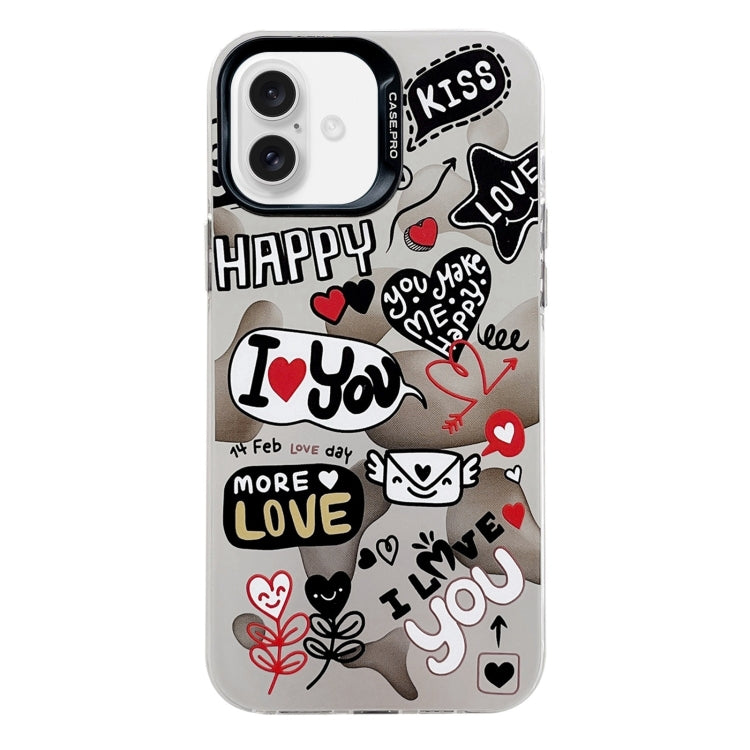 For iPhone 16 Plus Electroplated Silver Series PC Protective Phone Case(Love Writing) - iPhone 16 Plus Cases by PMC TechLife | Online Shopping South Africa | PMC TechLife | Buy Now Pay Later Mobicred