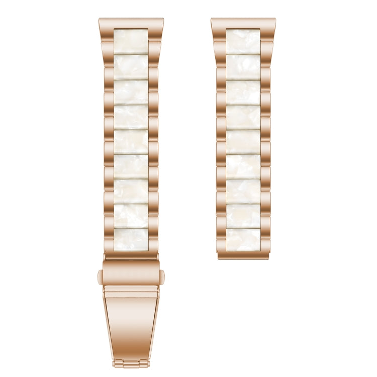 For Samsung Galaxy Watch 6 / 6 Classic Three Bead Resin Metal Watch Band(Rose Gold White) - free shipping - PMC TechLife - Order now!