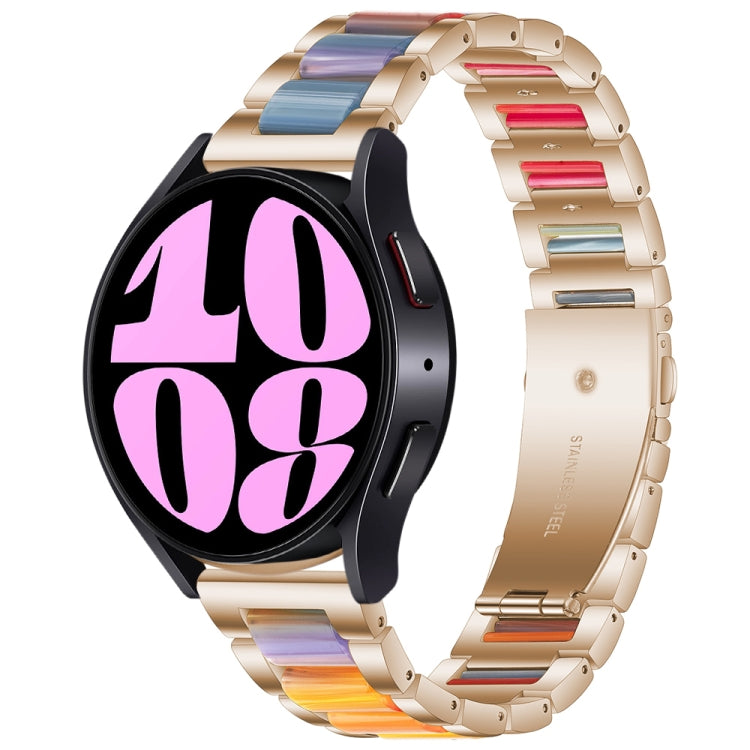For Samsung Galaxy Watch 6 / 6 Classic Three Bead Resin Metal Watch Band(Rose Gold Rainbow) - free shipping - PMC TechLife - Order now!