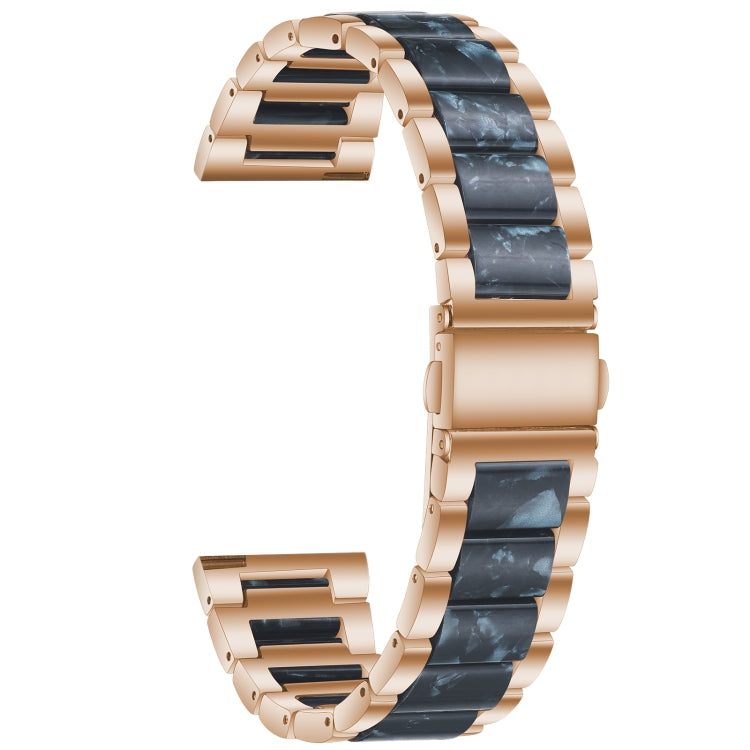 For Samsung Galaxy Watch 6 / 6 Classic Three Bead Resin Metal Watch Band(Rose Gold Blue) - free shipping - PMC TechLife - Order now!