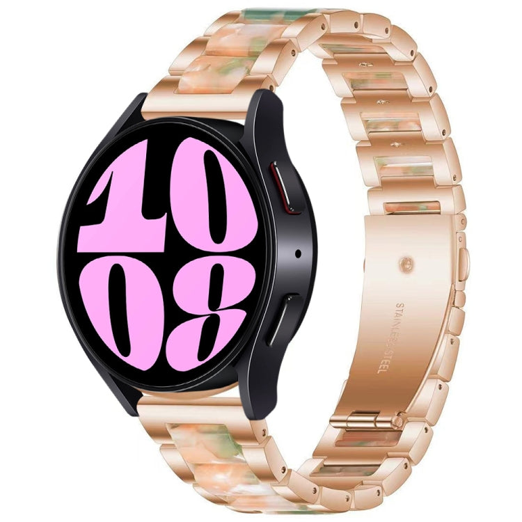 For Samsung Galaxy Watch 6 / 6 Classic Three Bead Resin Metal Watch Band(Rose Gold Green) - free shipping - PMC TechLife - Order now!