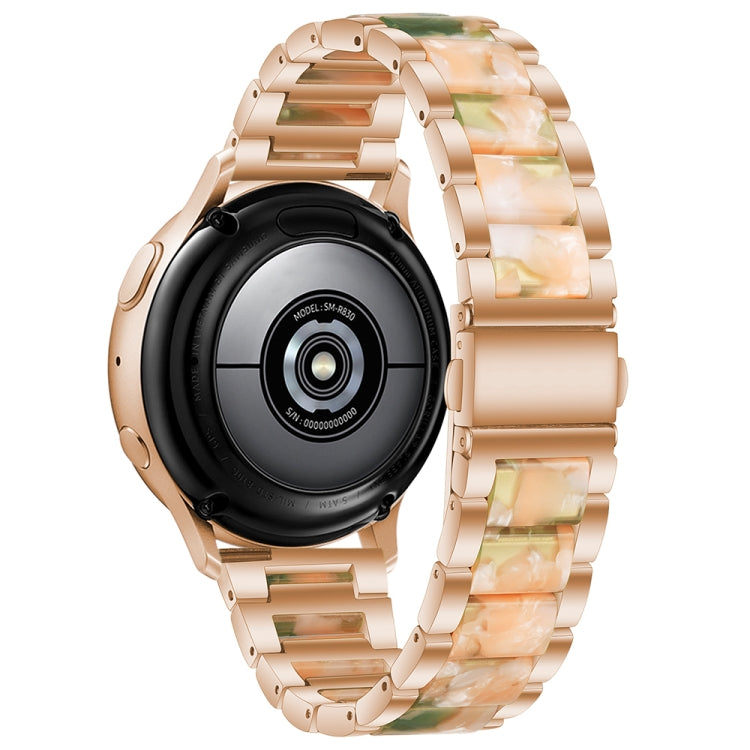 For Samsung Galaxy Watch 6 / 6 Classic Three Bead Resin Metal Watch Band(Rose Gold Green) - free shipping - PMC TechLife - Order now!