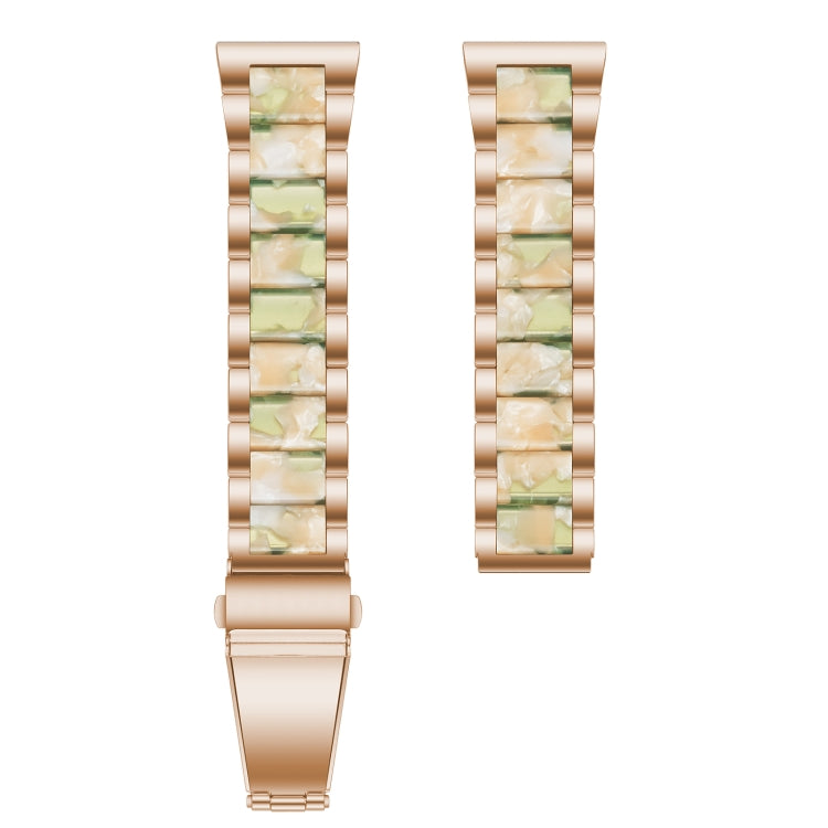 For Samsung Galaxy Watch 6 / 6 Classic Three Bead Resin Metal Watch Band(Rose Gold Green) - free shipping - PMC TechLife - Order now!