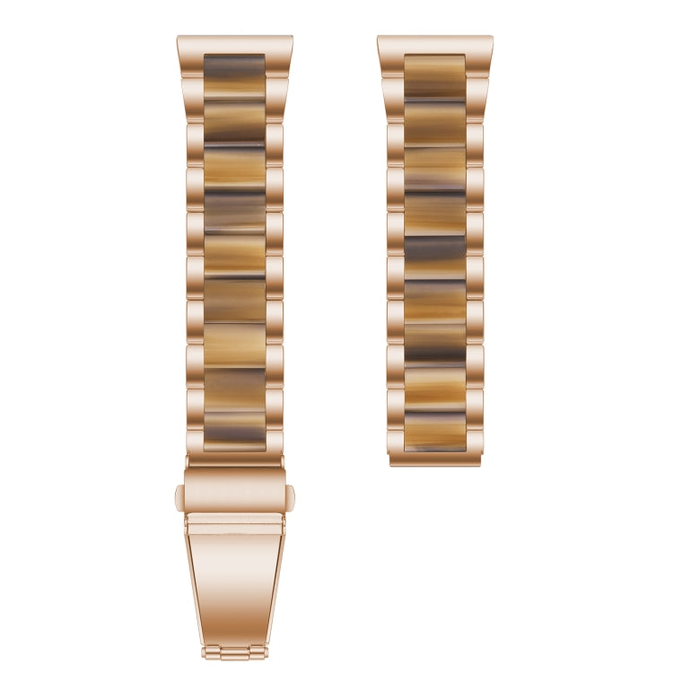 For Samsung Galaxy Watch 6 / 6 Classic Three Bead Resin Metal Watch Band(Rose Gold Brown) - free shipping - PMC TechLife - Order now!