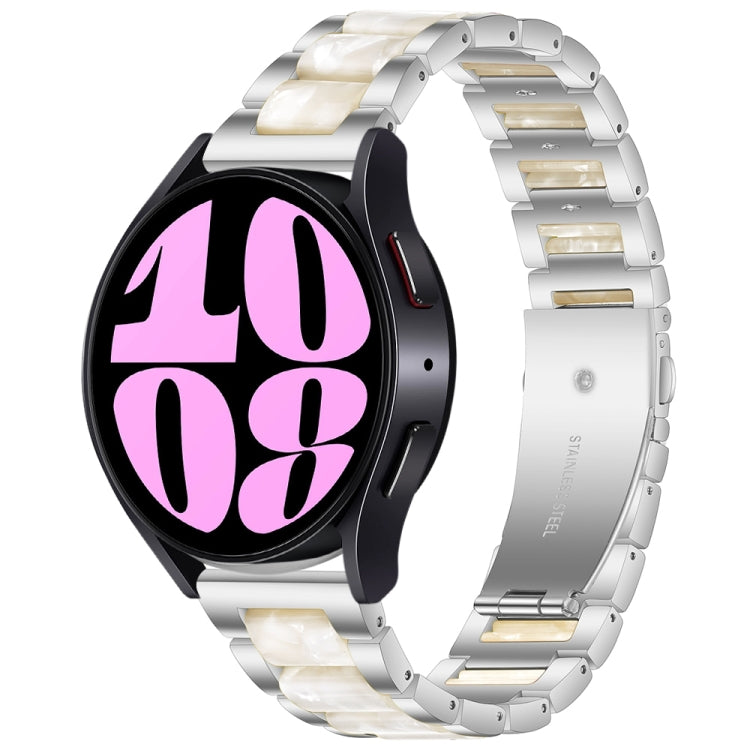 For Samsung Galaxy Watch 6 / 6 Classic Three Bead Resin Metal Watch Band(Silver White) - free shipping - PMC TechLife - Order now!