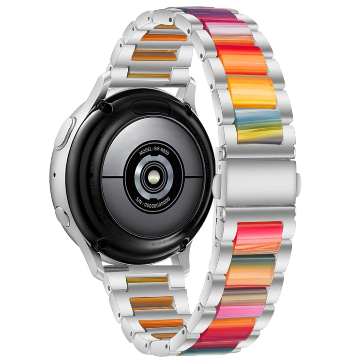 For Samsung Galaxy Watch 6 / 6 Classic Three Bead Resin Metal Watch Band(Silver Rainbow) - free shipping - PMC TechLife - Order now!