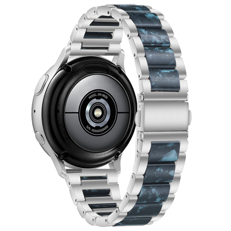 For Samsung Galaxy Watch 6 / 6 Classic Three Bead Resin Metal Watch Band(Silver Blue) - free shipping - PMC TechLife - Order now!