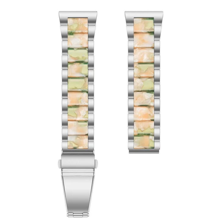 For Samsung Galaxy Watch 6 / 6 Classic Three Bead Resin Metal Watch Band(Silver Green) - free shipping - PMC TechLife - Order now!