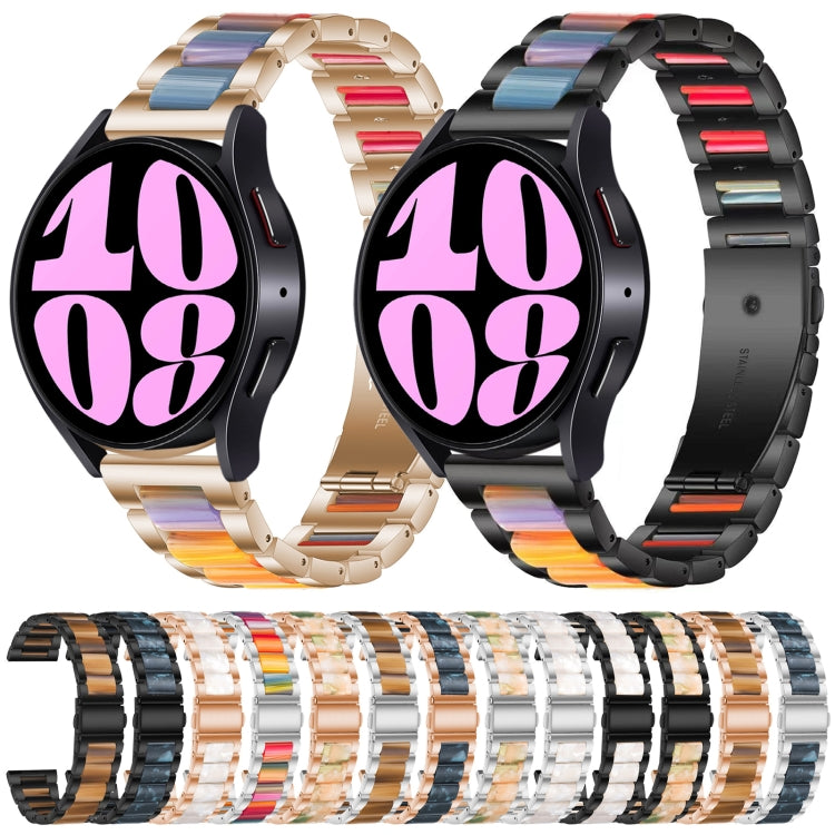 For Samsung Galaxy Watch 6 / 6 Classic Three Bead Resin Metal Watch Band(Rose Gold White) - free shipping - PMC TechLife - Order now!