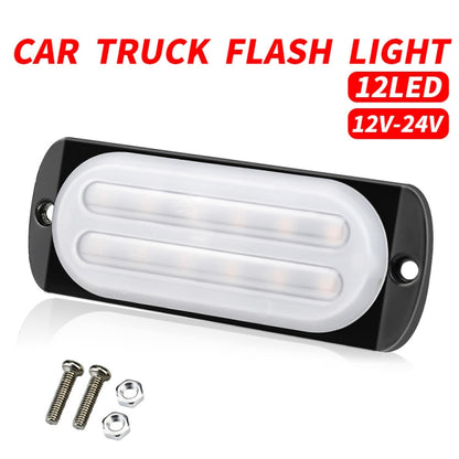 DC12V-24V / 36W Car Truck Emergency Strobe Flash Warning Light 12LEDs Ultra-thin Side Lights(White) - Warning Lights by PMC Jewellery | Online Shopping South Africa | PMC Jewellery | Buy Now Pay Later Mobicred