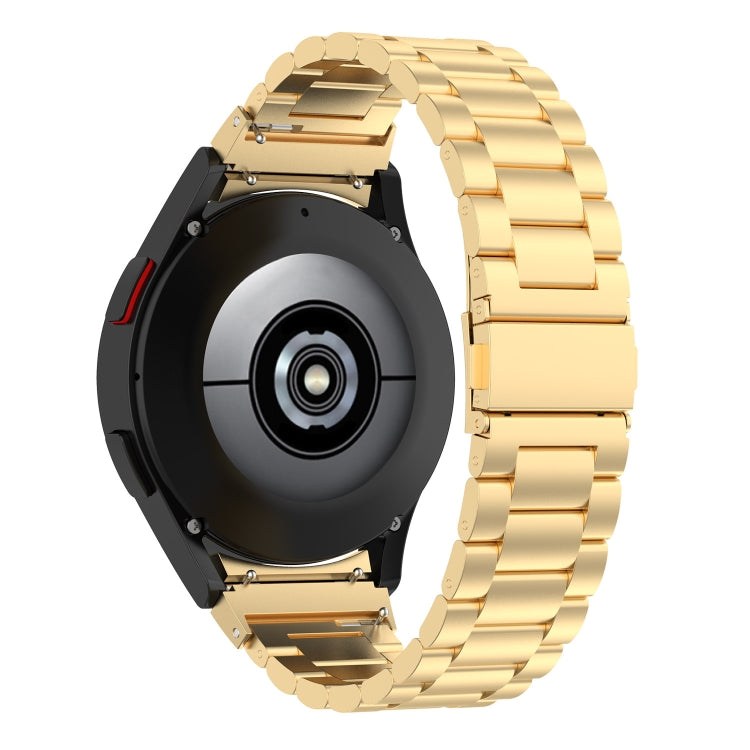 For Samsung Galaxy Watch 6 / 6 Classic Three Bead Stainless Steel Watch Band(Bright Gold) - free shipping - PMC TechLife - Order now!
