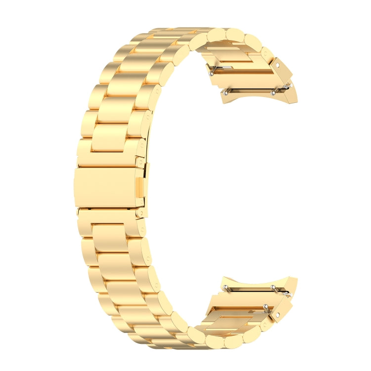 For Samsung Galaxy Watch 6 / 6 Classic Three Bead Stainless Steel Watch Band(Bright Gold) - free shipping - PMC TechLife - Order now!
