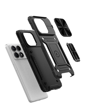 For Xiaomi Redmi K70E 5G Camshield Robot TPU Hybrid PC Phone Case(Black) - K70E Cases by PMC Jewellery | Online Shopping South Africa | PMC Jewellery | Buy Now Pay Later Mobicred