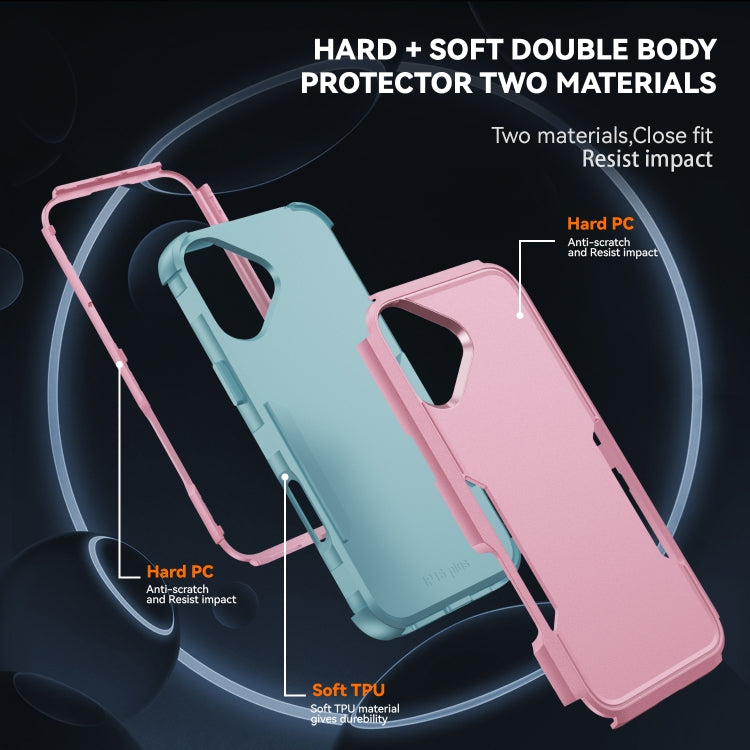 For iPhone 16 Plus Commuter Shockproof TPU + PC Phone Case(Pink+Grey Green) - iPhone 16 Plus Cases by PMC Jewellery | Online Shopping South Africa | PMC Jewellery | Buy Now Pay Later Mobicred