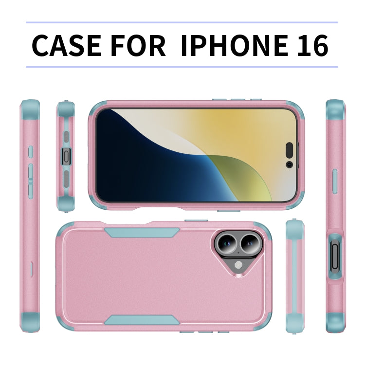 For iPhone 16 Commuter Shockproof TPU + PC Phone Case(Pink+Grey Green) - iPhone 16 Cases by PMC Jewellery | Online Shopping South Africa | PMC Jewellery | Buy Now Pay Later Mobicred