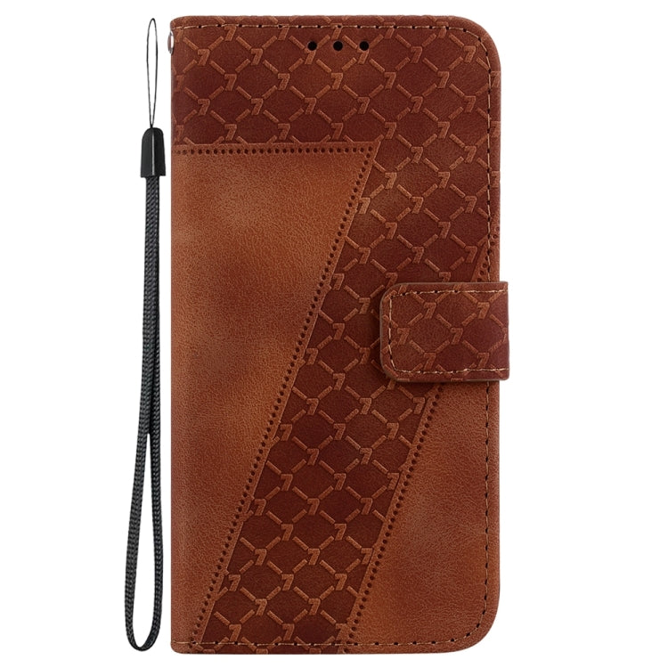 For OPPO A38 4G / A18 7-shaped Embossed Leather Phone Case(Brown) - A38 Cases by PMC Jewellery | Online Shopping South Africa | PMC Jewellery | Buy Now Pay Later Mobicred