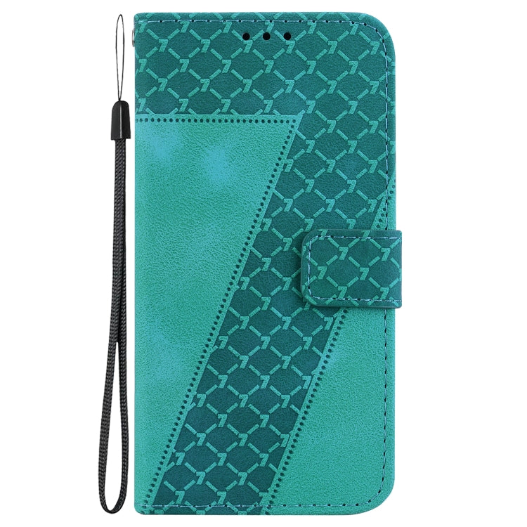 For Realme 12 5G 7-shaped Embossed Leather Phone Case(Green) - Realme Cases by PMC Jewellery | Online Shopping South Africa | PMC Jewellery | Buy Now Pay Later Mobicred