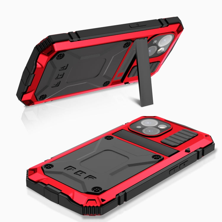 For iPhone 15 R-JUST Shockproof Life Waterproof Dust-proof Metal + Silicone Phone Case with Holder(Red) - free shipping - PMC TechLife - Order now!